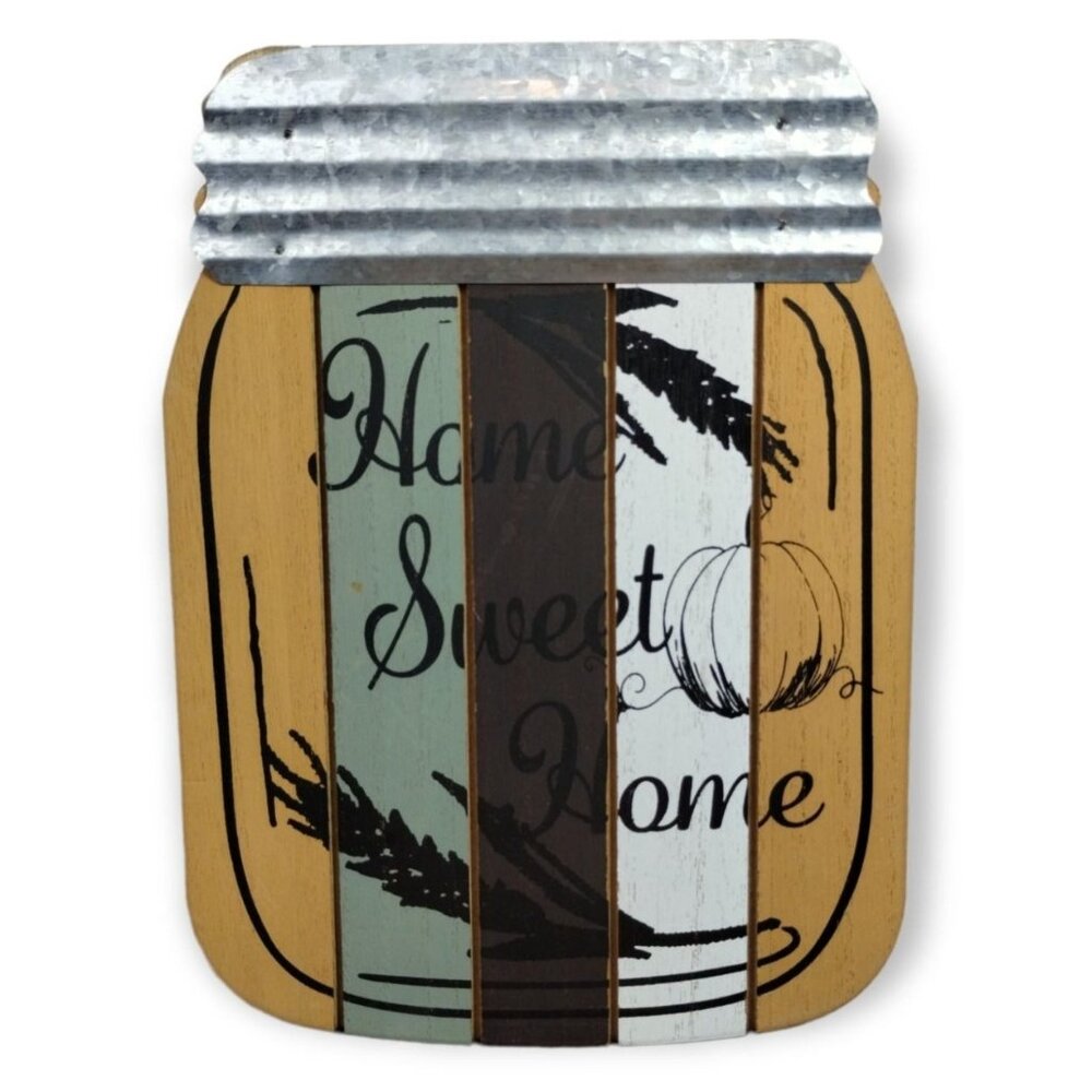 Hannas Handiworks Home Sweet Home Rustic Wooden Jar Kitchen Decor